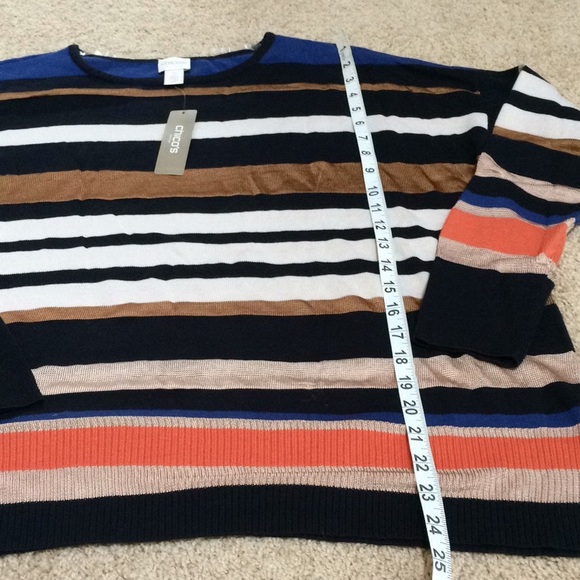 New! Chico’s SZ 2, Connie striped pullover sweater - Picture 7 of 9